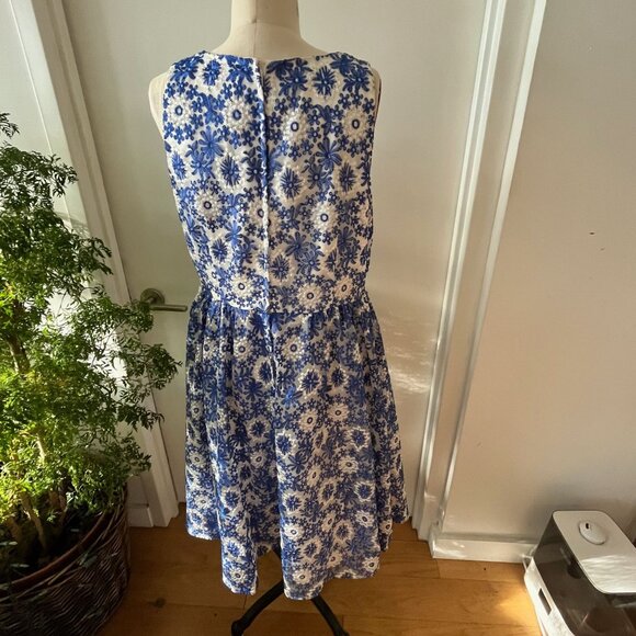 TATYANA 50's Style Blue and White Embroidered Snowflake Swing Dress Size XL - Picture 3 of 11